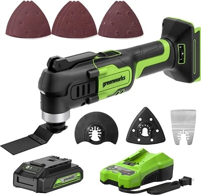 Multiherramienta inalámbrica Greenworks 24V con 13 accesorios, batería y cargador de 2,0 Ah Foto 1 de 3