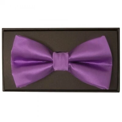 Plain Cadburys Purple Mens Bow Tie Wedding Formal Christening Prom Dickie Bow - Image 1 of 3
