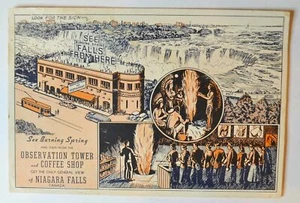 NIAGARA FALLS Burning Spring Observation Tower Canada Vintage Postcard ca 1940s - Picture 1 of 2
