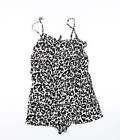 Divided Womens Black Animal Print Viscose Playsuit One-Piece Size 8