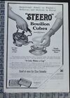 1911 STEERO BOUILLON CUBE DRINK FOOD PANTRY KITCHEN COOK BAKE VINTAGE AD  CD59