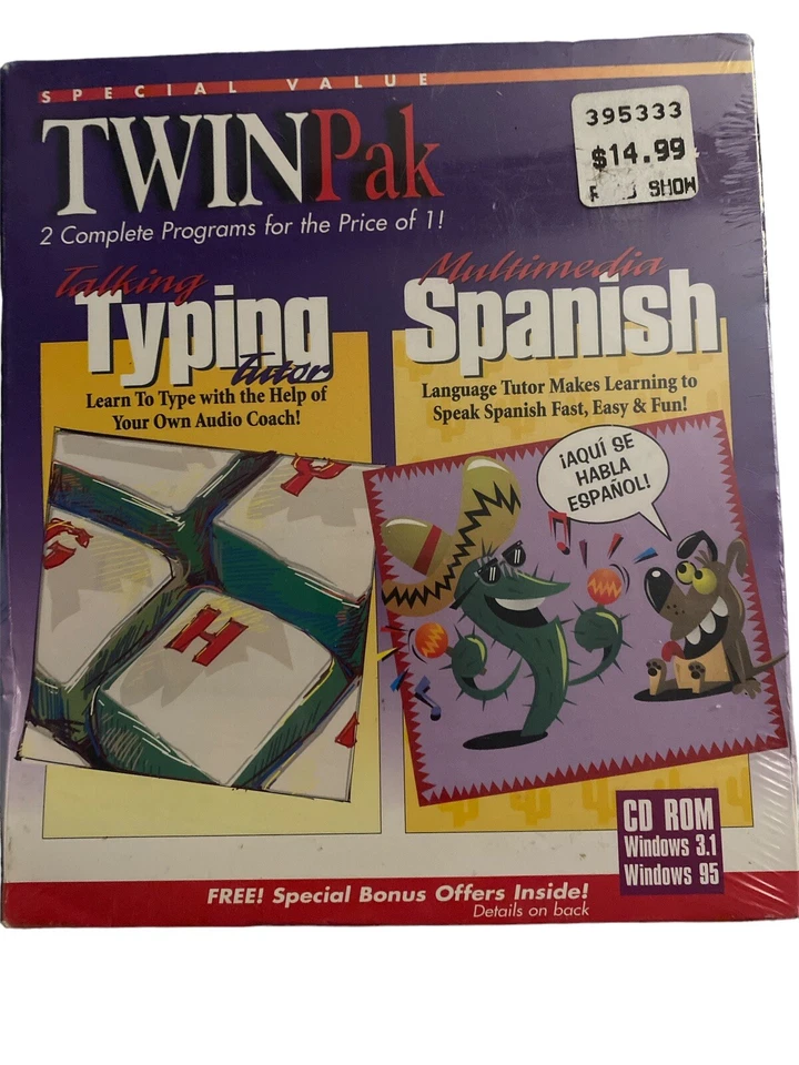 VTG TwinPak Talking Typing Tutor Multimedia Spanish Roms Windows 95 3.1 - - Image 1 of 2