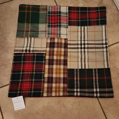 全新 Pottery Barn Kirk 拼布格子 20 英寸 枕套 假日 圣诞节 格纹 — 第 1/4 张图片