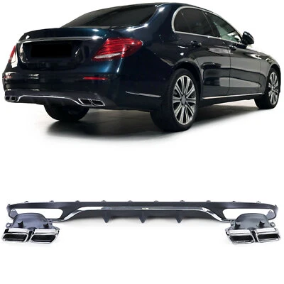 Sport Heckdiffusor mit Endrohren Chrom für Mercedes E Klasse W213 ohne AMG Line - Bild 1 von 4