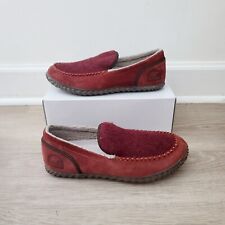 SOREL Burgundy Rust Dude Moc Suede Faux Fur House Shoes Moccasin Slippers 9