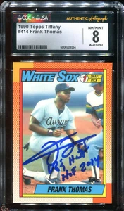 1990 Topps Tiffany 414 Frank Thomas inscribed signed auto RC card CGC JSA 8 10 - Picture 1 of 2