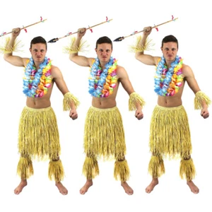 MEN'S ZULU WARRIOR SET HAWAIIAN TRIBE FANCY DRESS STAG NIGHT LOT X3 X6 X12 X24 - Picture 1 of 4
