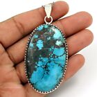 Natural Turquoise Gemstone Pendant Bohemian 925 Sterling Silver For Women G8