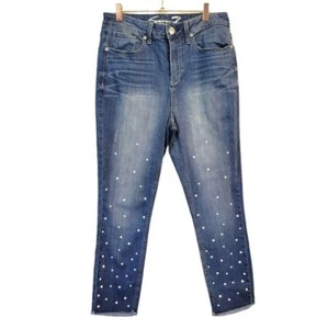 Seven 7 | Pantalones de mezclilla ajustados de tiro alto con cuentas lavado medio talla 10 - Imagen 1 de 7