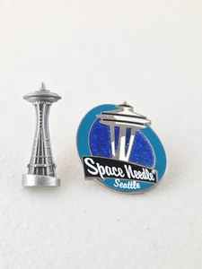 (2x) Space Needle Seattle Washington WA Lapel Pins Tourist Souvenirs - Picture 1 of 6