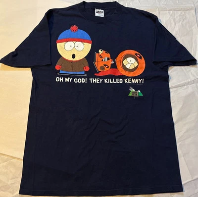 South Park 1997 海军蓝 T 恤 Oh My God They Killed Kenny! XL 近乎完好 Vntg — 第 1/4 张图片