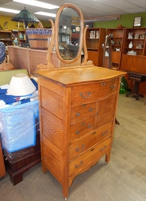 Bonita cómoda antigua Empire Mission roble con espejo Foto 1 de 4