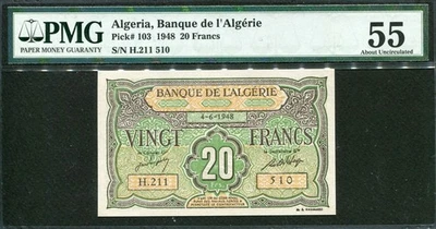 Algeria 1948 20 Francs,H211-510,P103, PMG 55 AUNC - Image 1 of 2