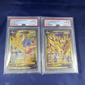 PSA 10 Pokémon 2020 Oro Zacian e Zamazenta V Gemma MT 211/202 &212/202 - Foto 1 di 3