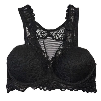 Pink Victorias Secret Black Racerback Bralette Padded Wireless Comfort Everyday - Image 1 of 4