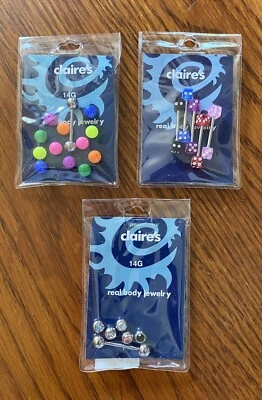 批量 18 件 身体珠宝 5/8 英寸 14G 手术钢骰子球 水钻 — 第 1/2 张图片