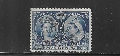 CANADA SCOTT #54 1897 VICTORIA JUBILEE 5 CENTS ( DEEP  BLUE)- USED - Image 1 of 2