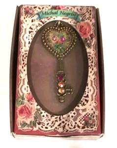 Raro Collar Michal Negrin Corazón Llave - Llavero Cristales Swarovski Regalo - Imagen 1 de 2