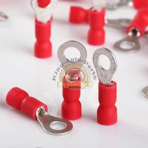 100 Pack Wire Ring Terminals Vinyl Red 22-16 Gauge #8 Car Audio Connectors - Picture 1 of 3