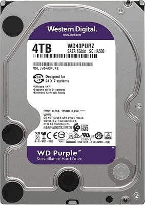 FESTPLATTE WESTERN DIGITAL PURPLE WD40PURZ 24/7 4TB 5400U/min 64MB SATA 3.5 Zoll - Bild 1 von 4