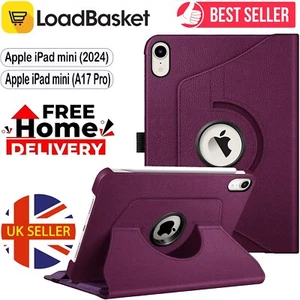 Leather 360 Rotating Smart Case Cover For iPad mini (A17 Pro) 2024 Magnetic Stan - Picture 1 of 18
