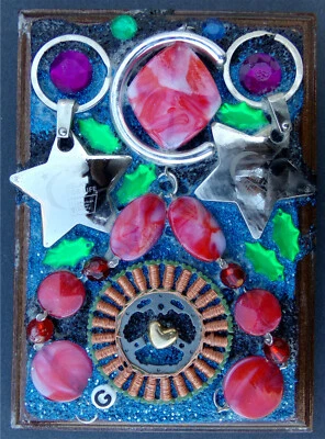 Jewel Star Dream Collage: Original ÚNICO Arte Firmado en Madera Listo para Colgar 3D Mini Foto 1 de 4