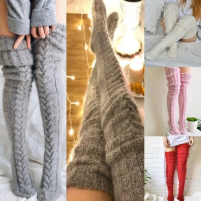 Dicke Damen Lang Socken Overknee Stockings Stricke Strümpfe Leggings Kniestrumpf - Bild 1 von 4