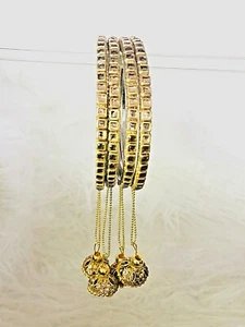 Indianer Armreifen Schmuck Designer Armreif 4er Set Kundan Arbeit und große Latkans - Bild 1 von 9