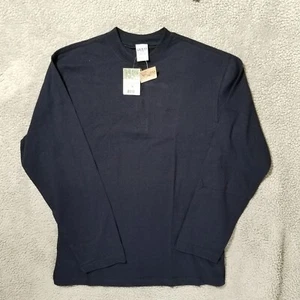 Vintage Guess Embroidered Blue T Shirt Mens Large 3 Button Long Sleeve USA Tee - Picture 1 of 7
