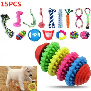 More details for 15x tough dog toys bundle chew rope knot ball squeakers pet puppy teething uk