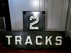 VINTAGE**RARE** PORCELAIN RAILROAD CROSSING 2 TRACKS SIGN with CAT'S EYE MARBLES