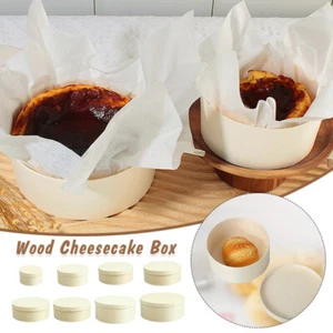 2PCS Cheesecake Box Wood Round Bread Dessert Fruit Salad Gifts Packing Box - Picture 1 of 26
