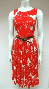MAXMARA STUDIO RED CHERRY SLEEVELESS ELASTIC WAIST BELTED DRESS M LINED - Picture 1 of 5
