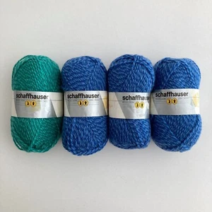 Lot of 4 Skeins Schaffhauser FIORELLA Yarn Wool Blend 2-Tone 3 Blue 1 Green 50g - Picture 1 of 6