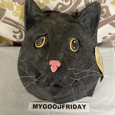 Big Mouth Black Jack The Cat Mask Adult Halloween Scary Look Real Face Mask Hide - Image 1 of 4
