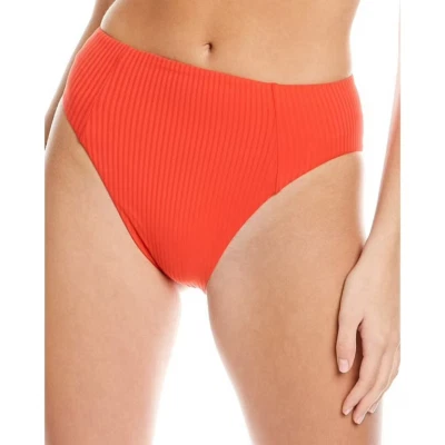 Parte inferior de bikini roja acanalada cintura alta Vitamin A Sienna L25642 talla grande (10) Foto 1 de 2