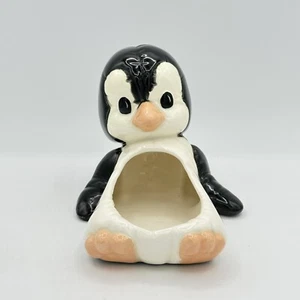 Vintage Kimple Mold Corp Ceramic Penguin Scrubby Holder 1986 Hand Painted - Picture 1 of 15