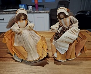 Vintage Nan's Handmade Cornhusk Dolls - Picture 1 of 7