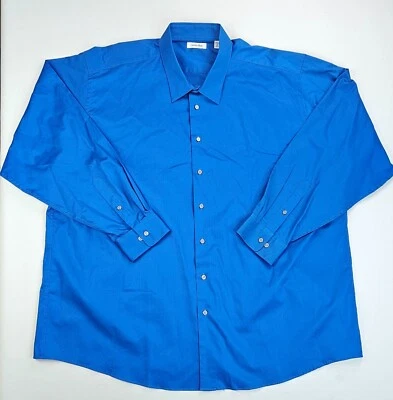 Calvin Klein Tall Size 20 36-37 Men Blue Long Sleeve 98% Cotton 2% Spandex Shirt - Image 1 of 4