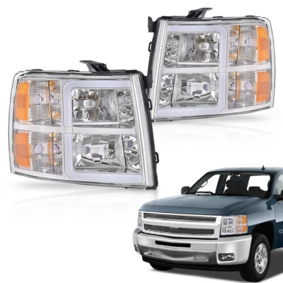 Fit For 07-14 Chevy Silverado 1500 2500 3500 LED DRL Headlights - Image 1 of 4