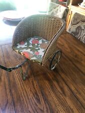 Antique Wicker & Metal VICTORIAN Style Baby Doll Pram Buggy Carriage Stroller