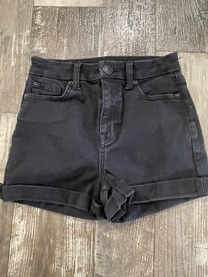 American Eagle Shorts Womens 0 Next Level Stretch Black Denim Hi Rise Shortie - Image 1 of 4