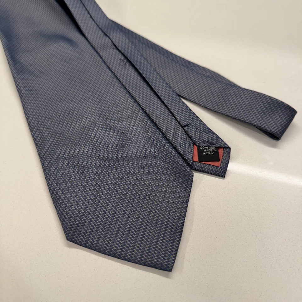 Corbata Joseph & Lyman 100 % gris seda Italia tejida geométrica lujo preppy Foto 1 de 4