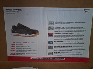 Reebok Speed TR Work Safety Sneaker 10.5M Black Athletic Slip Resist RB4450 - Picture 1 of 7