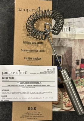 NEW Pampered Chef Sauce Whisk Stainless Steel Handle Silicone Coils #100483 - Image 1 of 3