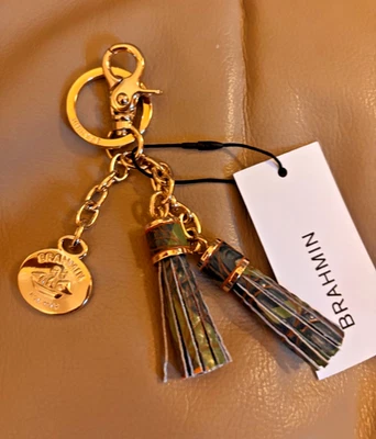 Brahmin Blue Minera Doble Borla/Llavero Dije Melbourne Croc En Relieve Foto 1 de 3