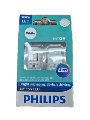 Philips Ultinon Bombillas LED Blancas 3157W 12V Señalización Brillante Nuevo En Caja Foto 1 de 4