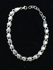.925 Sterling Silver Women's Heart Bracelet - Picture 1 of 6