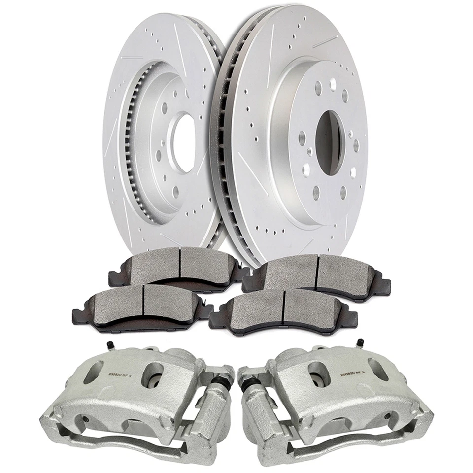 Front Brake Calipers Brake Rotors Brake Pads For 2008-2016 Cadillac Escalade - Image 1 of 4
