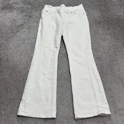 Diane Gilman DG2 Pull On Flare Bootleg Denim Jeans Womens Large White High Rise - Image 1 of 4